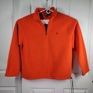Polo by Ralph Lauren Hunter Orange 1/4 Zip Fleece Mock Neck Pullover XL EUC